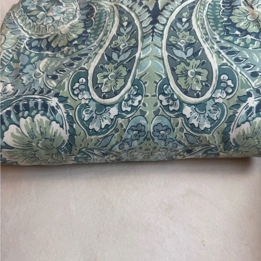 Pottery Barn Paisley Queen Green and Blue Duvet Cover